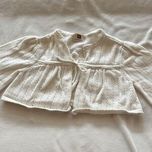 White Knit Cardigan with Tie Front